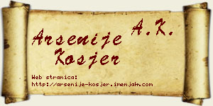 Arsenije Kosjer vizit kartica